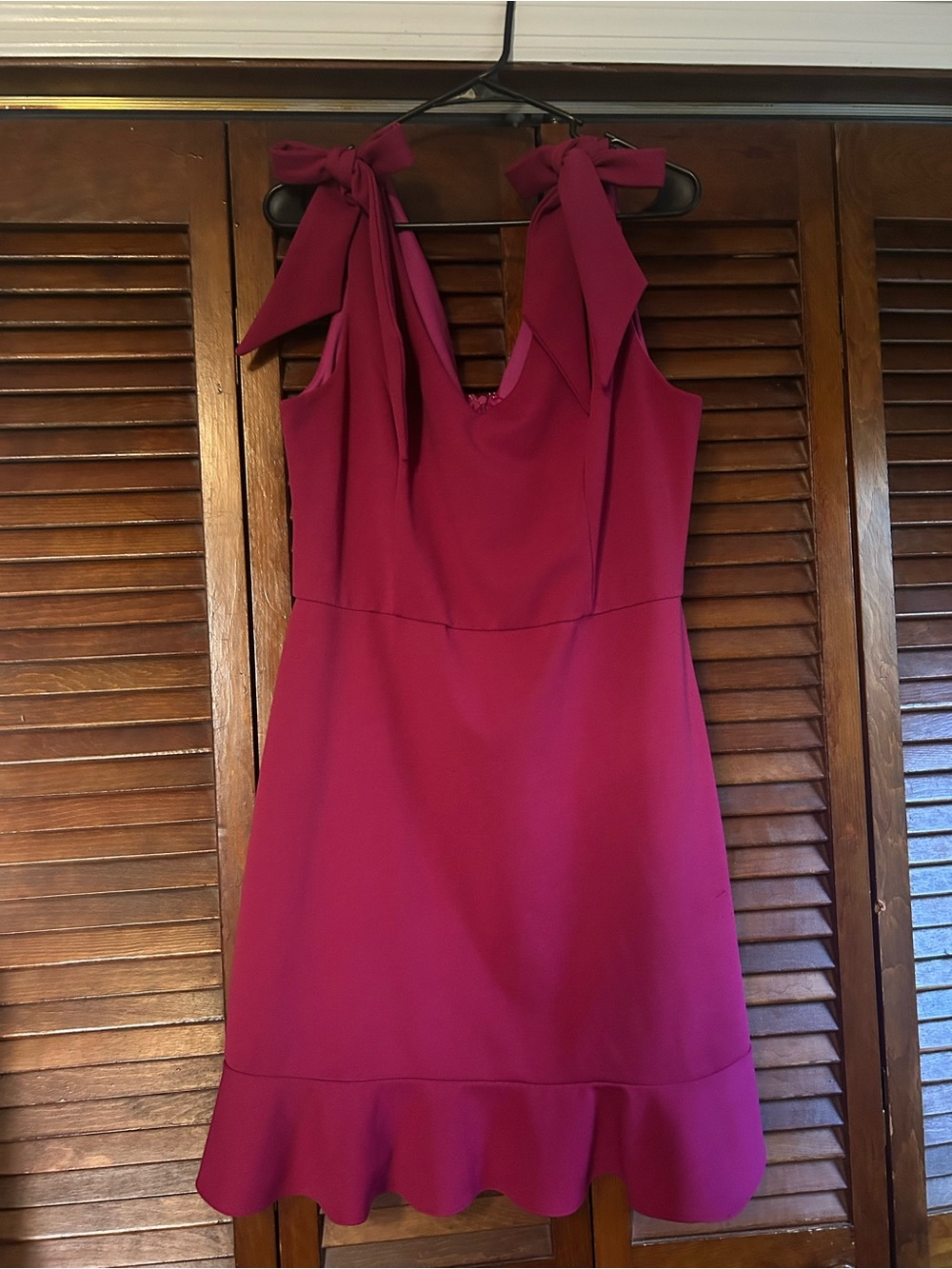 Bow-Shoulder Fuchsia Sleeveless Dress